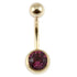Zircon Steel Jewelled Belly Bars (Gold colour)