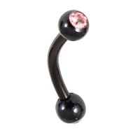 Black Steel Double Jewelled Micro Curved Barbell 1.2mm