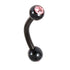 Black Steel Double Jewelled Micro Curved Barbell 1.2mm