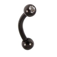 Black Steel Double Jewelled Micro Curved Barbell 1.2mm