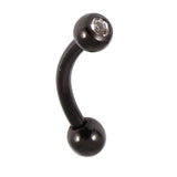 Black Steel Single Jewelled Micro Curved Barbell 1.2mm