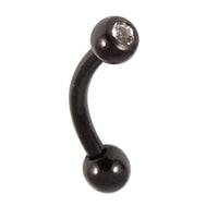 Black Steel Single Jewelled Micro Curved Barbell 1.2mm