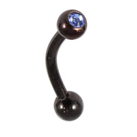 Black Steel Single Jewelled Micro Curved Barbell 1.2mm