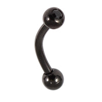 Black Steel Single Jewelled Micro Curved Barbell 1.2mm