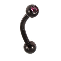 Black Steel Single Jewelled Micro Curved Barbell 1.2mm