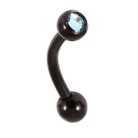 Black Steel Single Jewelled Micro Curved Barbell 1.2mm