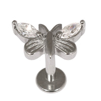 Steel Labret with Cast Claw Set Jewelled Butterfly 1.2mm