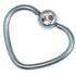 Titanium Coated Steel Jewelled Continuous Heart Twist Rings
