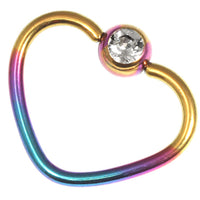 Titanium Coated Steel Jewelled Continuous Heart Twist Rings