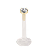Bioflex Push-fit Labret with Zircon Steel Jewelled Top (Gold colour)