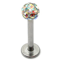 Smooth Glitzy Ball Labrets 1.6mm gauge 4mm Ball