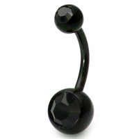 Black Steel Double Jewelled Belly Bars