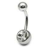 Titanium Single Jewelled Belly Bars 14mm Mirror Polish