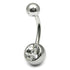 Titanium Single Jewelled Belly Bars 14mm Mirror Polish