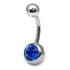 Titanium Single Jewelled Belly Bars 14mm Mirror Polish