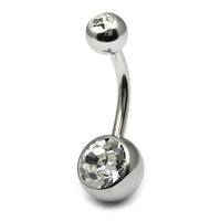 Titanium Double Jewelled Belly Bars 14mm Mirror Polish