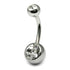 Titanium Double Jewelled Belly Bars 14mm Mirror Polish