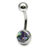 Titanium Single Jewelled Belly Bars 8mm Mirror Polish