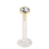 Bioflex Push-fit Labret with Zircon Steel Jewelled Top (Gold colour)