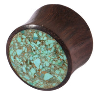 Organic Plug Sono Wood and Crushed Turquoise Stone (OG11)