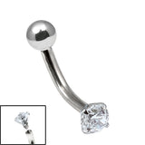 Titanium Internally Threaded Curved Bar 1.6mm - Titanium Claw Set Round Jewel