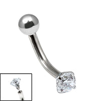 Titanium Internally Threaded Curved Bar 1.6mm - Titanium Claw Set Round Jewel