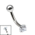 Titanium Internally Threaded Curved Bar 1.6mm - Titanium Claw Set Round Jewel