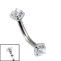 Titanium Internally Threaded Curved Bar 1.6mm - Titanium Claw Set Round Jewel