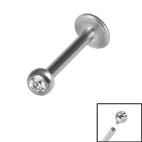 Titanium Internally Threaded Labrets 1.2mm - Titanium Bezel Set Jewelled Ball