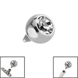 Titanium Jewelled Ball for Internal Thread shafts in 1.6mm. Also fits Dermal Anchor