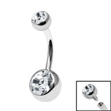 Titanium Internal Thread Double Jewelled Belly Bar - 10mm