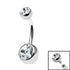 Titanium Internal Thread Double Jewelled Belly Bar - 12mm