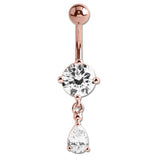 Belly Bar - Steel Jewelled Pear Drop