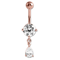 Belly Bar - Steel Jewelled Pear Drop