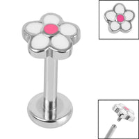 Titanium Internally Threaded Labrets 1.2mm - Steel Daisy Flower