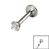 Titanium Internally Threaded Labrets 1.2mm - Steel Claw Set Round Jewel