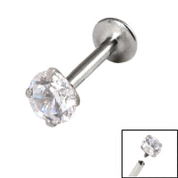 Titanium Internally Threaded Labrets 1.2mm - Steel Claw Set Round Jewel