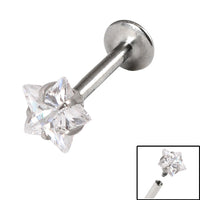 Titanium Internally Threaded Labrets 1.2mm - Steel Claw Set Jewelled Star
