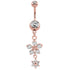 Belly Bar - Steel Jewelled Drop Flowers