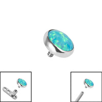 Titanium Bezel Set Opal Disk for Internal Thread shafts in 1.6mm. Also fits Dermal Anchor