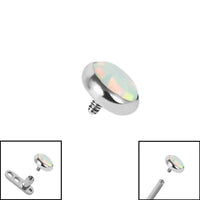 Titanium Bezel Set Opal Disk for Internal Thread shafts in 1.6mm. Also fits Dermal Anchor