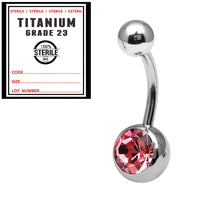 Sterile Titanium Jewelled Belly Bars