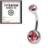 Sterile Titanium Double Jewelled Belly Bars