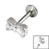 Titanium Internally Threaded Labrets 1.2mm - Steel Claw Set Jewelled Bow