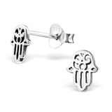 Sterling Silver Hamsa Hand Ear Stud Earrings ES134