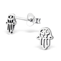 Sterling Silver Hamsa Hand Ear Stud Earrings ES134
