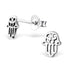 Sterling Silver Hamsa Hand Ear Stud Earrings ES134