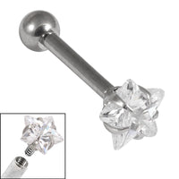 Titanium Internally Threaded Micro Barbells 1.2mm - Steel Claw Set Jewelled Star