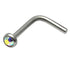 Titanium L Shaped Jewelled Nose Stud
