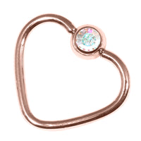Rose Gold Steel Jewelled Continuous Heart Twist Ring